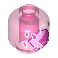Lego Minifig Head (No Face), Trespasser Elite, Dark Pink Shards, Cube / Trans-Dark Pink