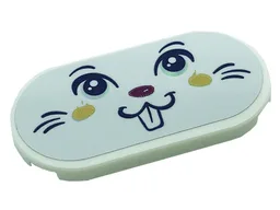 Tile, Round 2 x 4 Oval with Rabbit Face Pattern (Sticker) - Set 41685