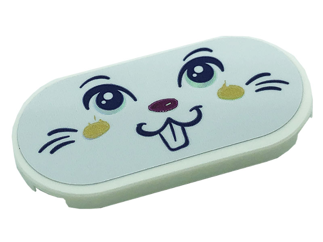 Lego Tile, Round 2 x 4 Oval with Rabbit Face Pattern (Sticker) - Set 41685