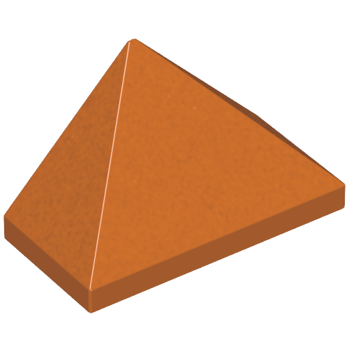 Lego Brick Sloped 45° 2 x 1 Triple with Ovoid Bottom Pin / Dark Orange