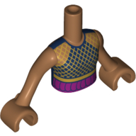 Lego Minidoll Torso Girl with Dark Blue Vest with Gold Fish Stocking, Purple Belt, Medium Nougat Arms and Hands / Medium Nougat