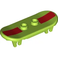 Sports Skateboard with Trolley Wheel Holders with Dark Red Stripe Print / Lime
