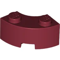 Brick Round Corner 2 x 2 Macaroni with Stud Notch and Reinforced Underside [New Style] / Dark Red