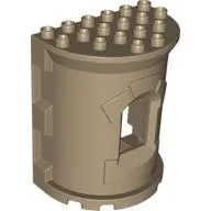 Duplo Building Wall, 4 x 6 x 6 Curved Turret (Castle) / Dark Tan