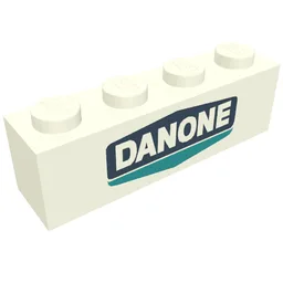 Brick 1 x 4 with Danone Logo Print / White