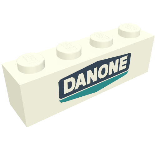 Lego Brick 1 x 4 with Danone Logo Print / White