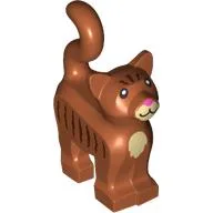 Animal, Cat, Standing New Style with Dark Tan Chest and Muzzle, Brown Stripes, and Dark Pink Nose Print / Dark Orange