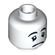 Lego Minifig Head Mime, Sad Face, Black Eyes with White Pupils [Blocked Open Stud] / White