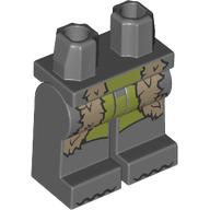 Lego Hips and Dark Bluish Gray Legs with Olive Green Coat, Dark Tan Fur print