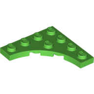 Lego Plate Special 4 x 4 with 3 x 3 Quarter Round Cutout / Bright Green
