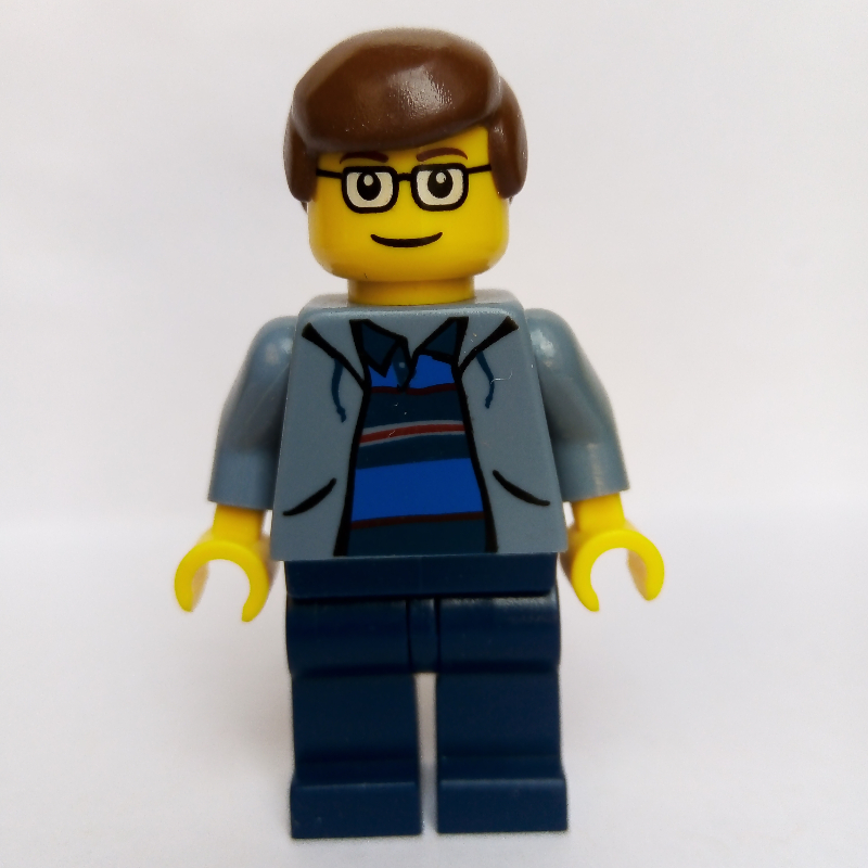 Lego Peter Parker in Sand Blue Jacket with Blue and Dark Blue Striped Shirt