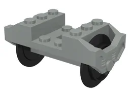 Train Wheel RC, Holder with Black Train Wheel Pair on Chrome Silver Metal Axle with Slots (2878 / 2879c01)
