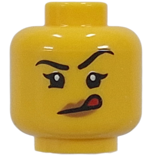 Lego Minifig Head Chocolatier, Lopsided Smile, Tongue Sticking Out / Open Mouth Smile / Yellow
