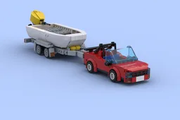 tinny (small boat) with sports car