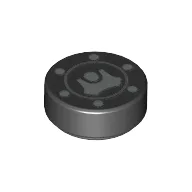 Tile Round 1 x 1 with Filler / Fuel / Gas Cap Print / Black