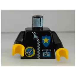 Torso, Space Port Logo, Zipper, ID and Police Star Print, Black Arms, Yellow Hands