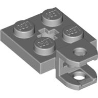 Lego Plate Special 2 x 2 with Towball Socket, Short, Flattened with Holes and Axle Hole in Center / Light Bluish Gray