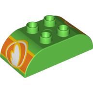 Lego Duplo Brick 2 x 4 Curved Top with Disney Planes Fuel Logo Printed on Both Curved Ends / Bright Green