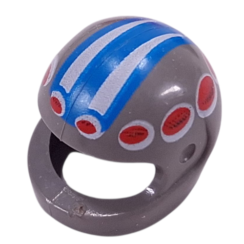 Lego Helmet, Standard with Red/White Circles and Blue/White Striped Print / Dark Gray