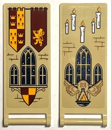 Flag 7 x 3 with Bar Handle with Gryffindor Banners, Shield, Windows, Bricks and 5 Candles Pattern (Stickers) - Set 76399