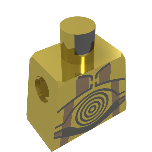 Lego Torso Droid, Concentric Circles Print (C-3PO), Chrome Gold Arms and Hands / Chrome Gold