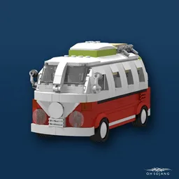 Campervan [Minifigure Scale] [Red Color]
