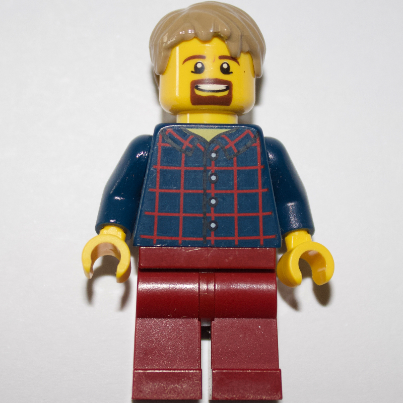 Lego Dark Blue Torso, Dark Red Legs, Dark Tan Hair