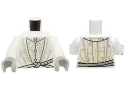 Torso LotR Robe with 3 Buttons, Metallic Silver Diamond Armor and Light Bluish Gray Belt Pattern / White Arms / Light Bluish Gray Hands