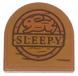 Tile, Round 2 x 2 Half Circle Extended with Wood Grain and 'SLEEPY' Pattern (Sticker) - Set 43242