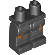 Lego Hips and Black Legs with Gray Coattails with Orange Panels Print / Black