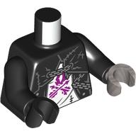 Lego Torso, Cloak, Chains, White Shirt, Magenta Arrows print, Odd Hands, Black Arms, Left Flat Silver Hand, Right Black Hand / Black