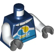 Torso Racing Jacket with OctanE Logo Print, White Arms, Dark Bluish Gray Hands / Dark Blue