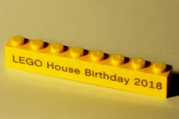 Brick 1 x 8 with 'LEGO House Birthday 2018' Pattern
