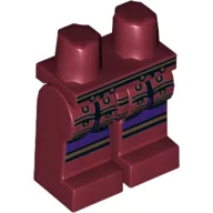 Hips and Dark Red Legs with Copper Trim Samurai Leg Armor over Dark Purple Robe Print / Dark Red