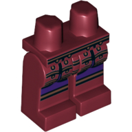 Lego Hips and Dark Red Legs with Copper Trim Samurai Leg Armor over Dark Purple Robe Print / Dark Red