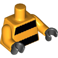 Lego Torso Black Thick Stripes Print, Bright Light Orange Arms, Black Hands / Bright Light Orange