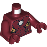 Lego Torso Armor with White Circle Print, Dark Red Arms and Hands / Dark Red