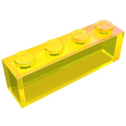 Brick 1 x 4 without Bottom Tubes / Trans-Yellow