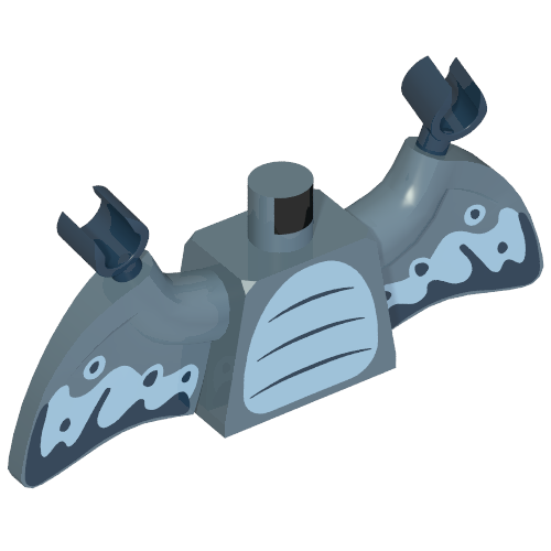 Lego Torso with Wings and Medium Blue Belly, Wings, Dark Blue Markings print, Sand Blue Wings, Dark Blue Hands / Sand Blue