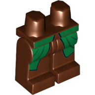 Lego Hips and Reddish Brown Legs with Green Elven Robe Print / Reddish Brown