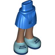Lego Minidoll Hips and Short Skirt with Medium Brown Legs, Medium Azure Shoes, Dark Blue Laces print / Blue