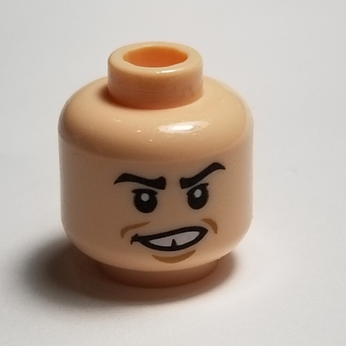 Lego Minifig Head Marcus Flint, Eyebrows, Grin Missing Tooth Print / Light Nougat