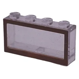 Modulex Window 1 x 4 x 2 with Brown Border Print / Modulex Clear