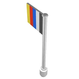 Flag on Flagpole, Straight with Stripes Print / White