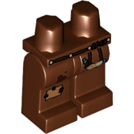 Lego Hips and Reddish Brown Legs with Leather Belt, Knee Patch, Stain and Powder Horn Print / Reddish Brown