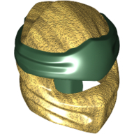 Lego Wrap with Long Back Knot, Dark Green Band Pattern / Pearl Gold