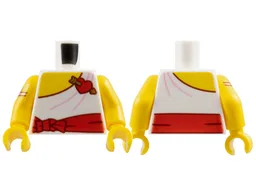 Torso Toga with Yellow Chest, Red Sash and Heart with Gold Arrow, Dark Red Outline and Bright Pink Folds Pattern / Yellow Arm Left / Yellow Arm Right with Gold and Reddish Brown Twisted Upper Arm Bracelet Pattern / Yellow Hands