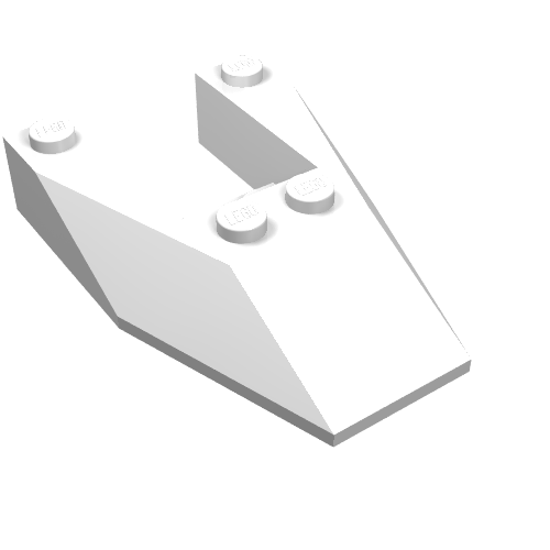 Lego Brick Wedged, Sloped 6 x 4 Cutout, No Stud Notches / White