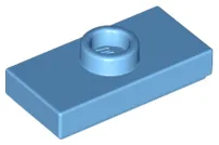 Plate Special 1 x 2 with 1 Stud with Groove and Inside Stud Holder (Jumper) / Medium Blue