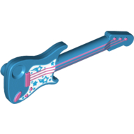 Lego Musical Instrument Guitar Electric with White Pickguard with Stars, Pink Strings, Bridge and Output Jack Print
